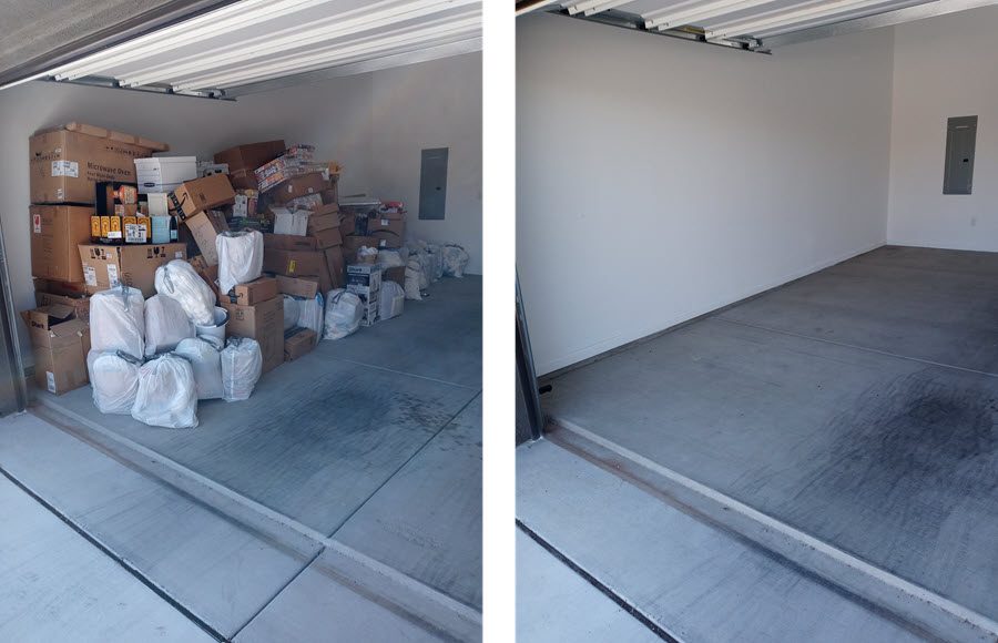 Before and after garage cleanout by Junk Removal Pro Service LLC